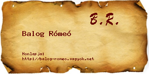 Balog Rómeó névjegykártya