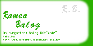 romeo balog business card